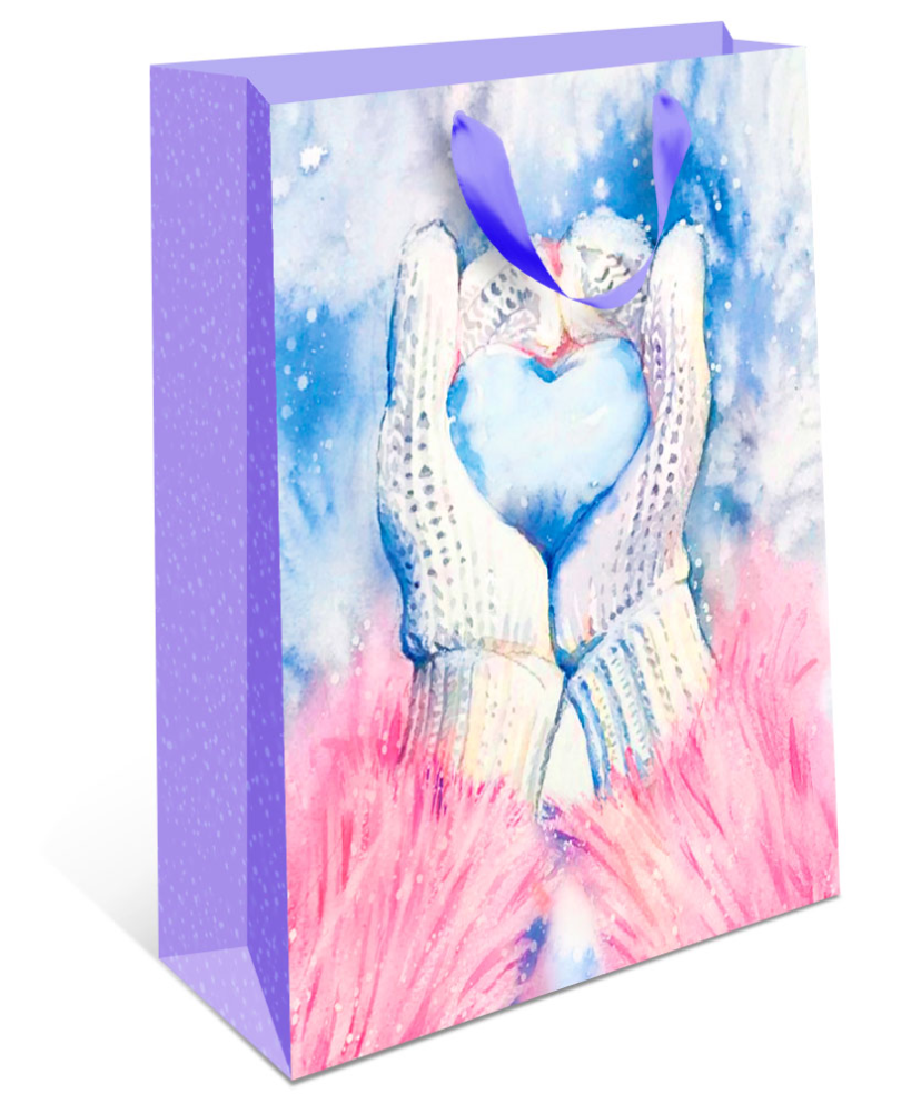 Сумка бумажная Арт и Дизайн с лентой Новый Год, 24 x 20см