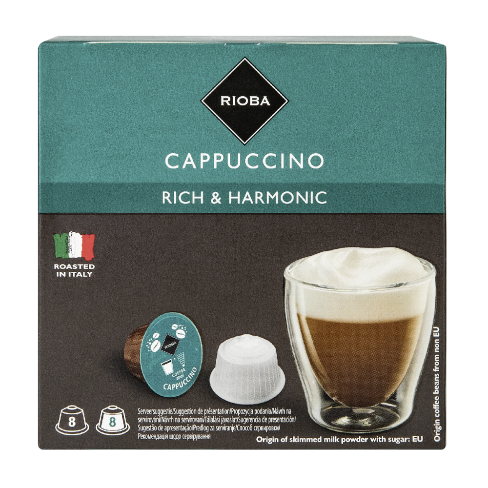 RIOBA Кофе в капсулах Dolce Gusto Capuccino 8 порций 16 капсул, 192г RIOBA Кофе в капсулах Dolce Gusto Capuccino 8 порций 16 капсул, 192г