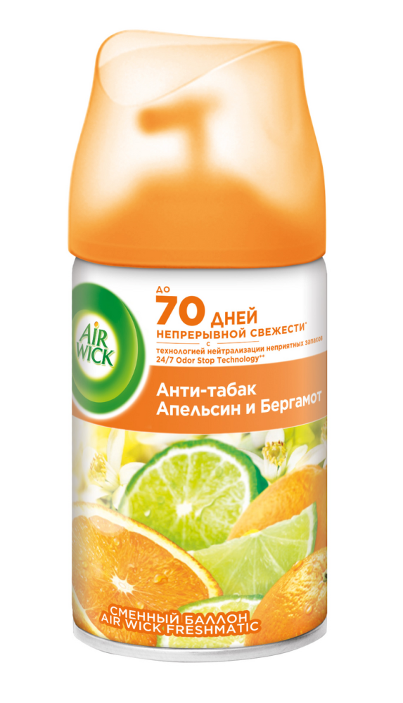 Освежитель воздуха Air Wick Анти-табак апельсин и бергамот сменный баллон 250 мл