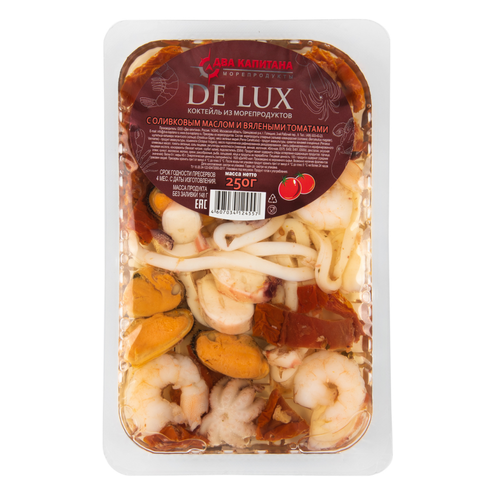 Коктейль из морепродуктов Два капитана De-lux вяленые томаты, 250г