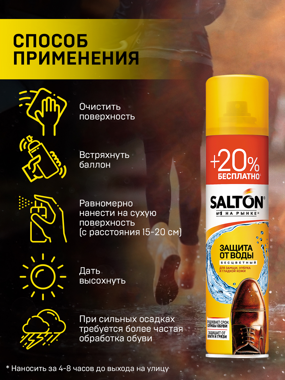 Средство для защиты обуви от воды Salton для гладкой кожи замши нубука и ткани 360 мл