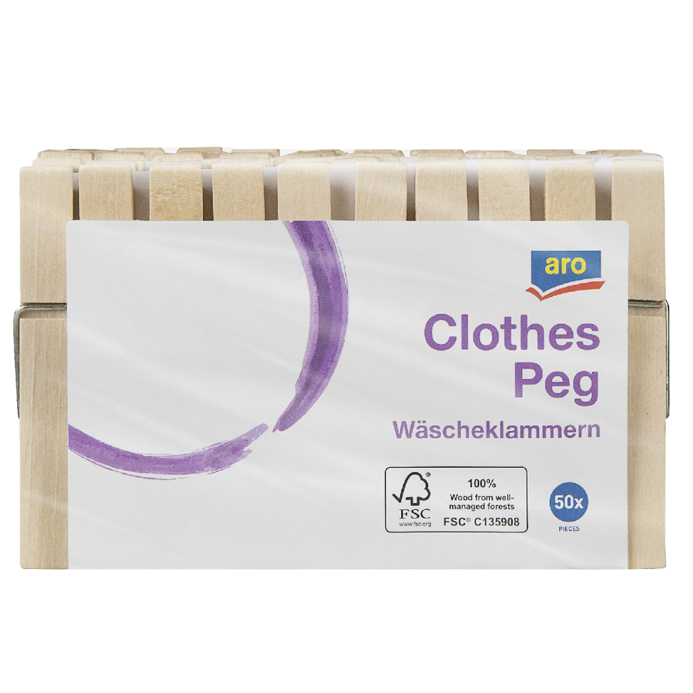 Aro Прищепки декоративные деревянные, 50шт