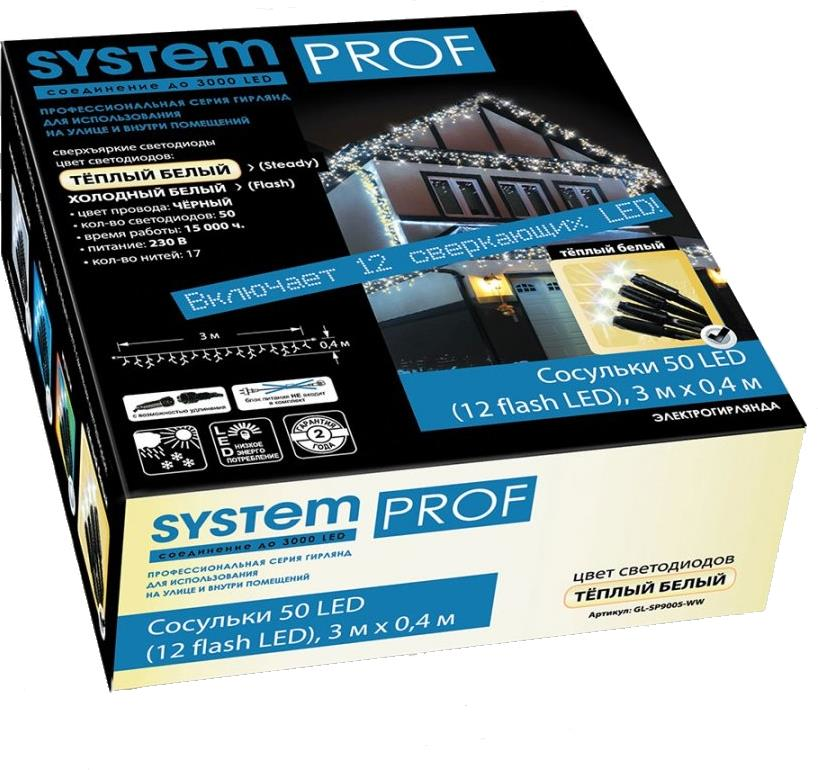 Гирлянда GLOS Сосульки, теплое свечение, 50 диодов