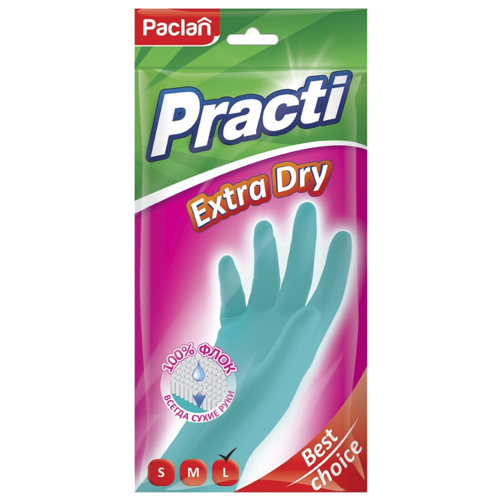 Перчатки Paclan Extra Dry латексные размер L