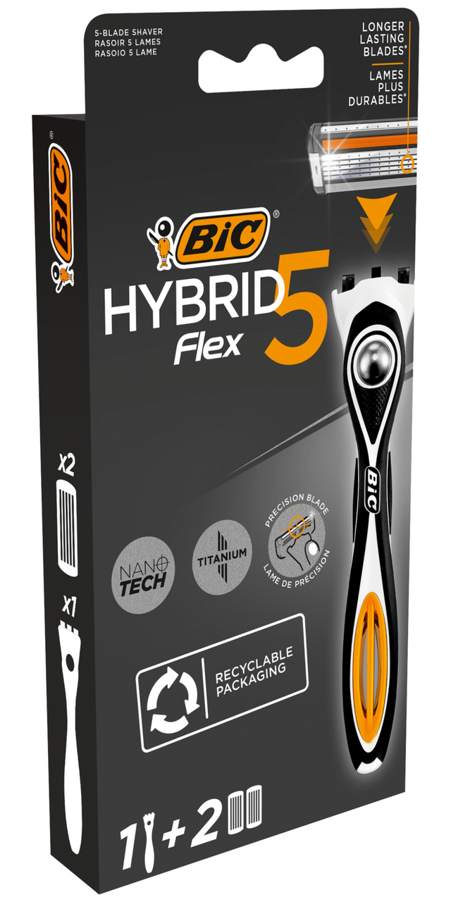 Бритвенный станок Bic Flex 5 Hybrid + 2 кассеты c пятью лезвиями