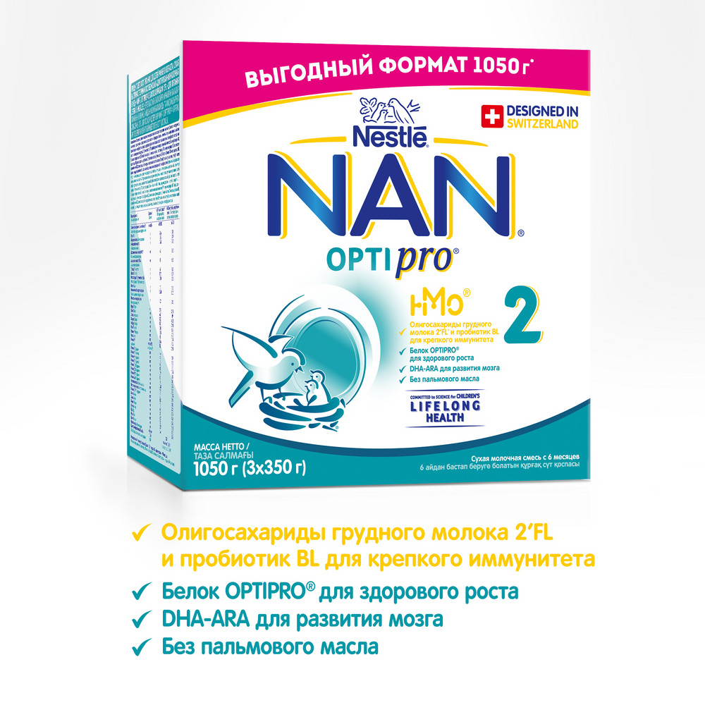 Смесь NAN Optipro 2 молочная смесь HMO, 1.05кг