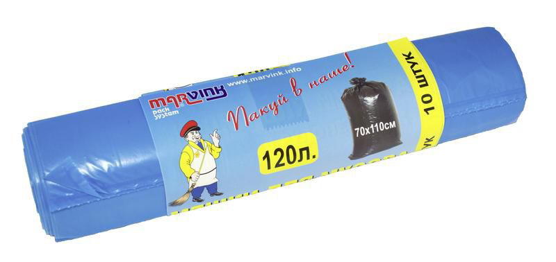 MARVINK Мешки для мусора без тесемок голубые 70x110см 120л 10шт