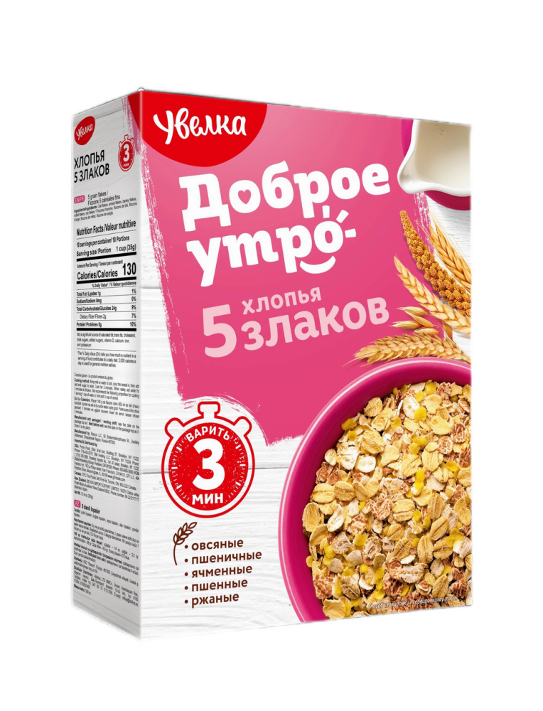 Хлопья Увелка 5 злаков, 350г