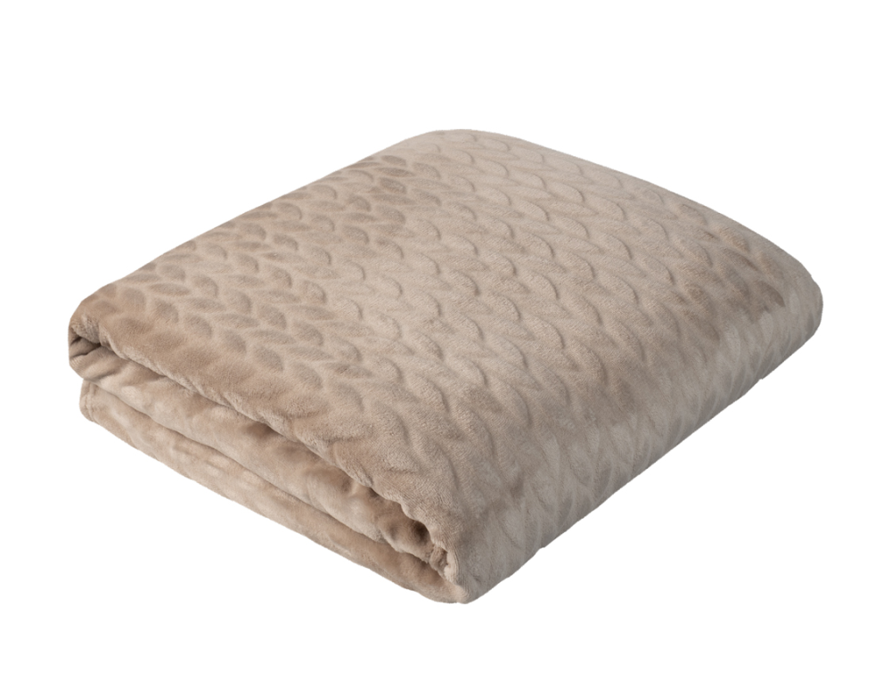 Плед Guten Morgen бежевый фланель листочки, 150 x 200см