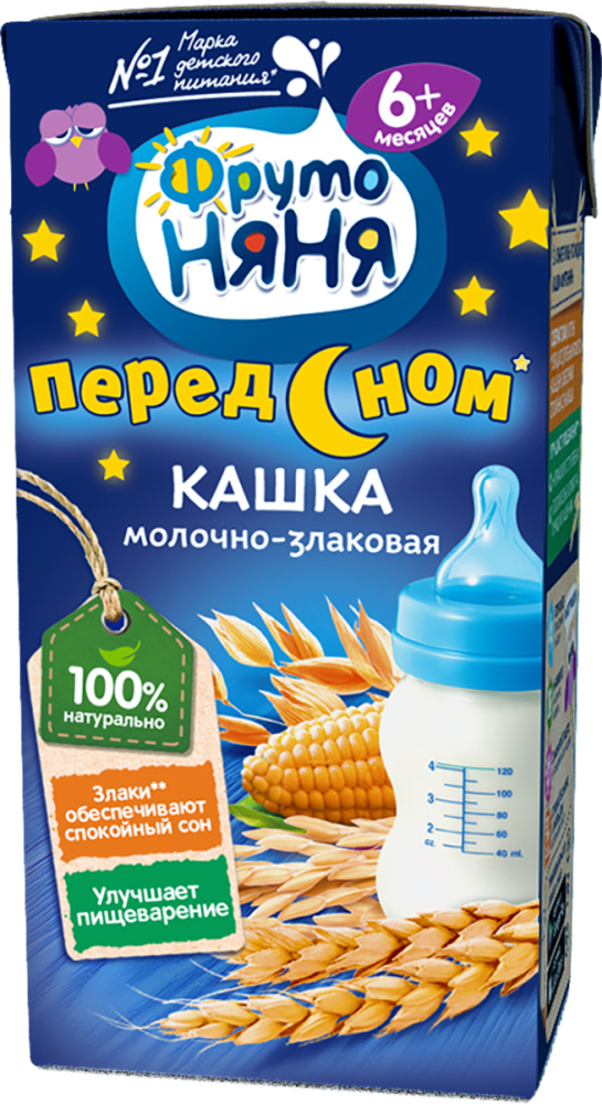 Кашка ФрутоНяня молочная Мультизлаковая жидкая с 6-ти месяцев, 0,2л