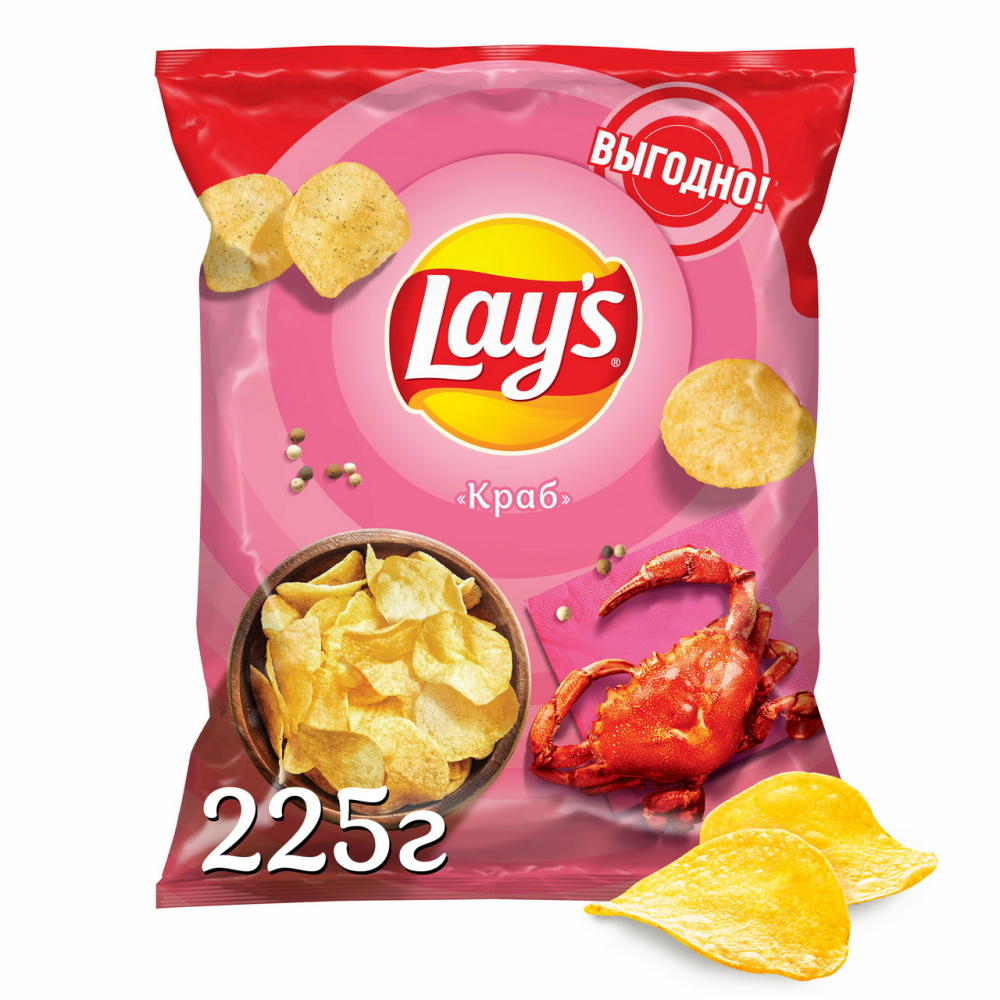 Чипсы с крабом Lay's, 225г