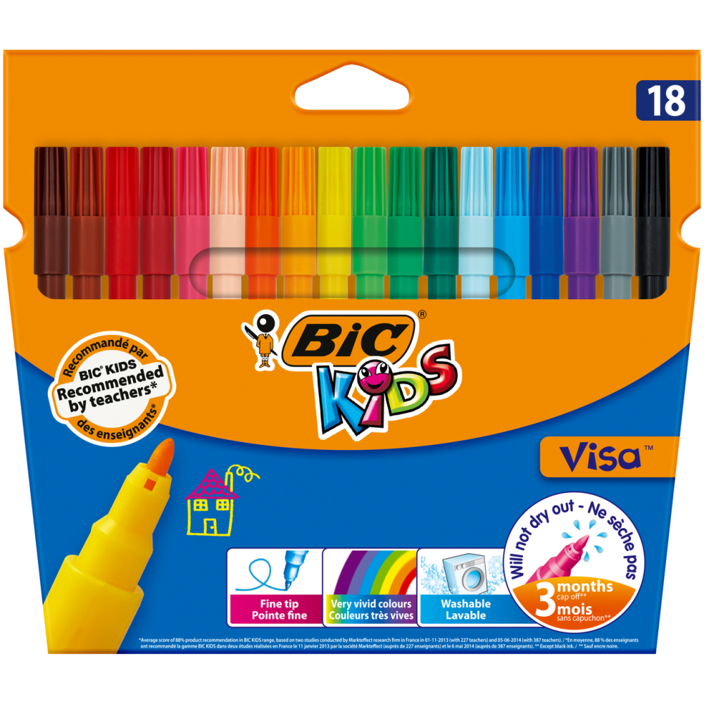 Фломастеры BIC Visa Kids, 18шт