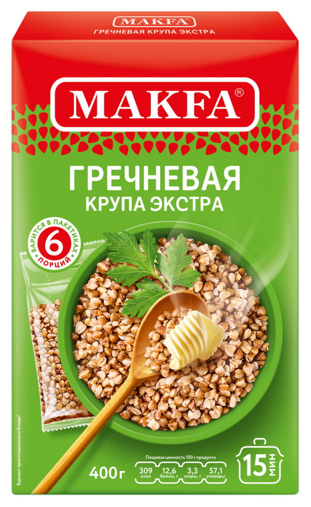 Крупа гречневая Makfa ядрица экстра, 400г
