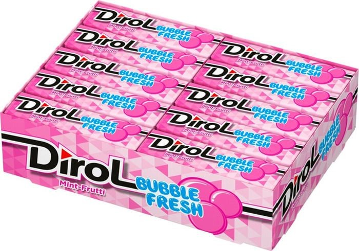 Жевательная резинка Dirol Bubble Fresh со вкусом мяты и фруктов 13,6г