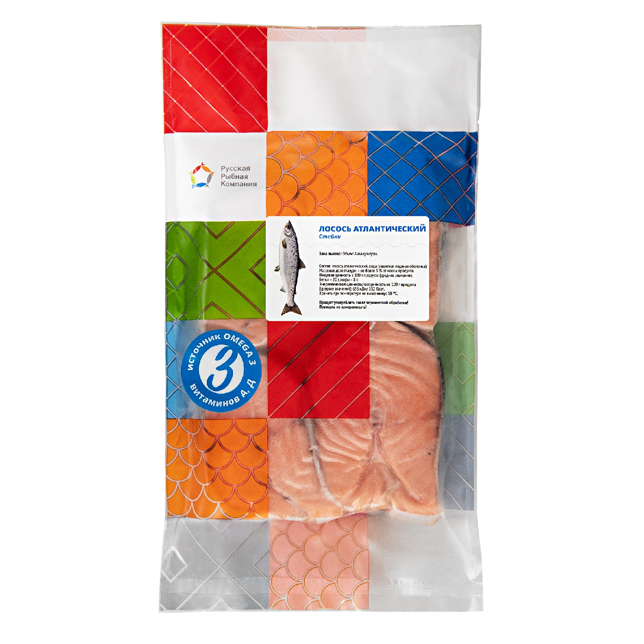 Лосось атлантический РРК стейки замороженный, 1кг