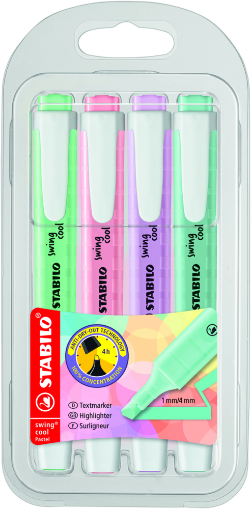 Текстовыделители Swing Cool Stabilo, 4шт