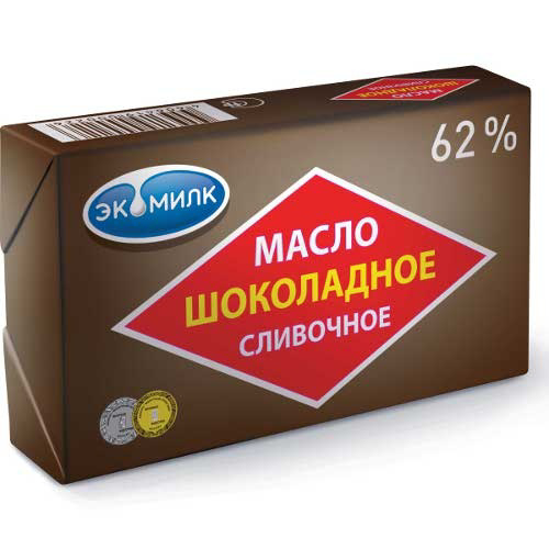 Масло Экомилк Шоколадное сливочное 62% 180г