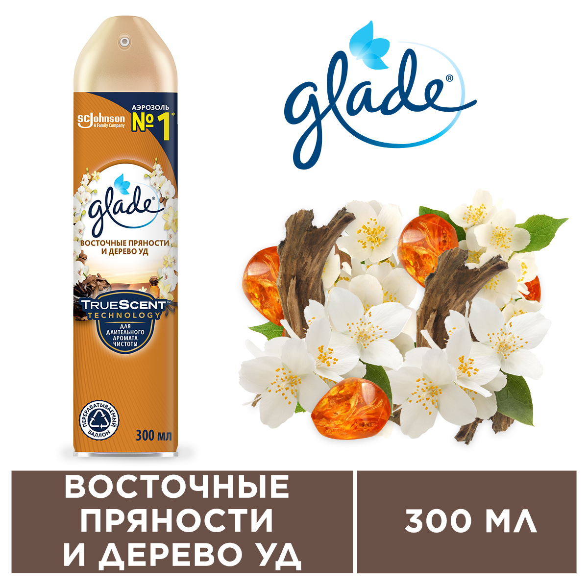 Освежитель воздуха Glade Восточные пряности и дерево уд 300 мл