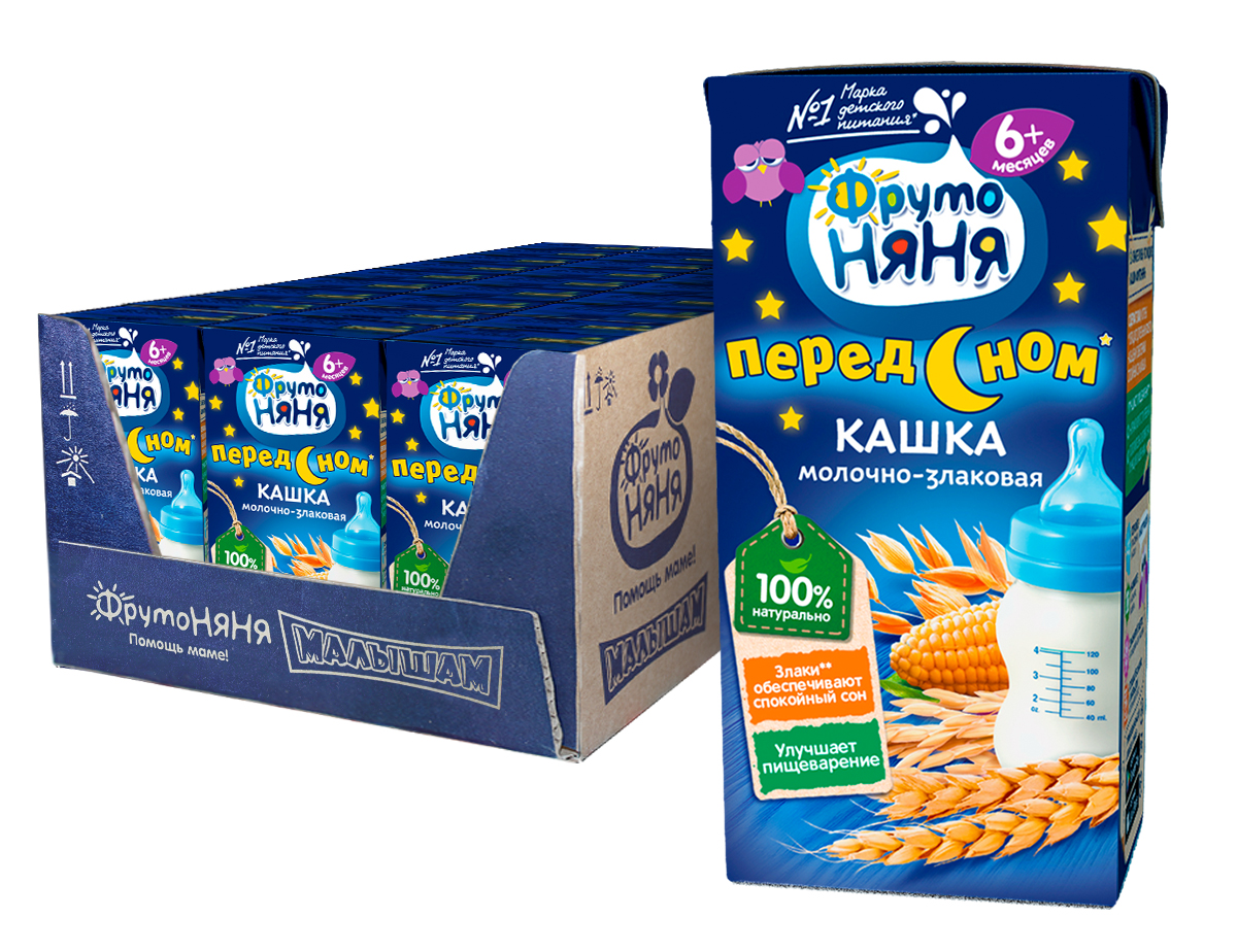 Кашка ФрутоНяня молочная Мультизлаковая жидкая с 6-ти месяцев, 0,2л