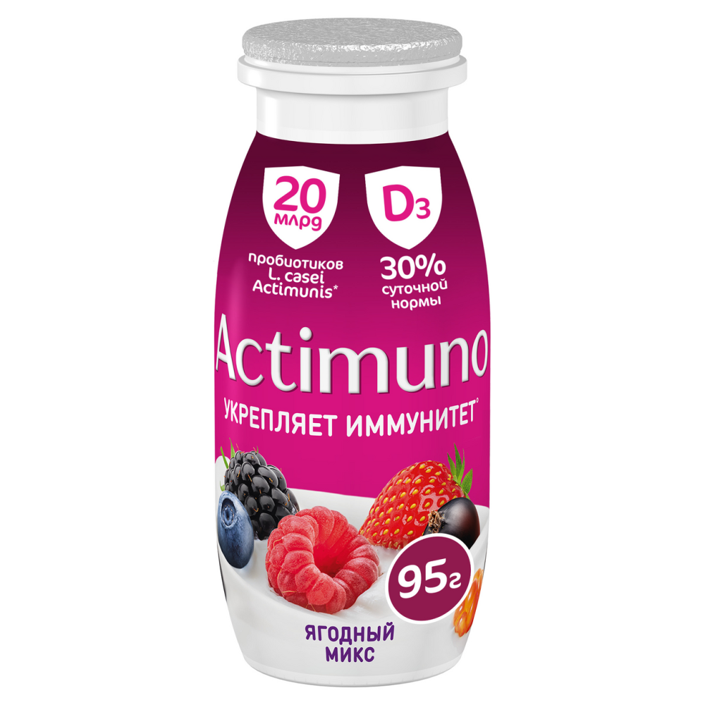 Напиток кисломолочный Actimuno ягодный микс 1.5%, 95г