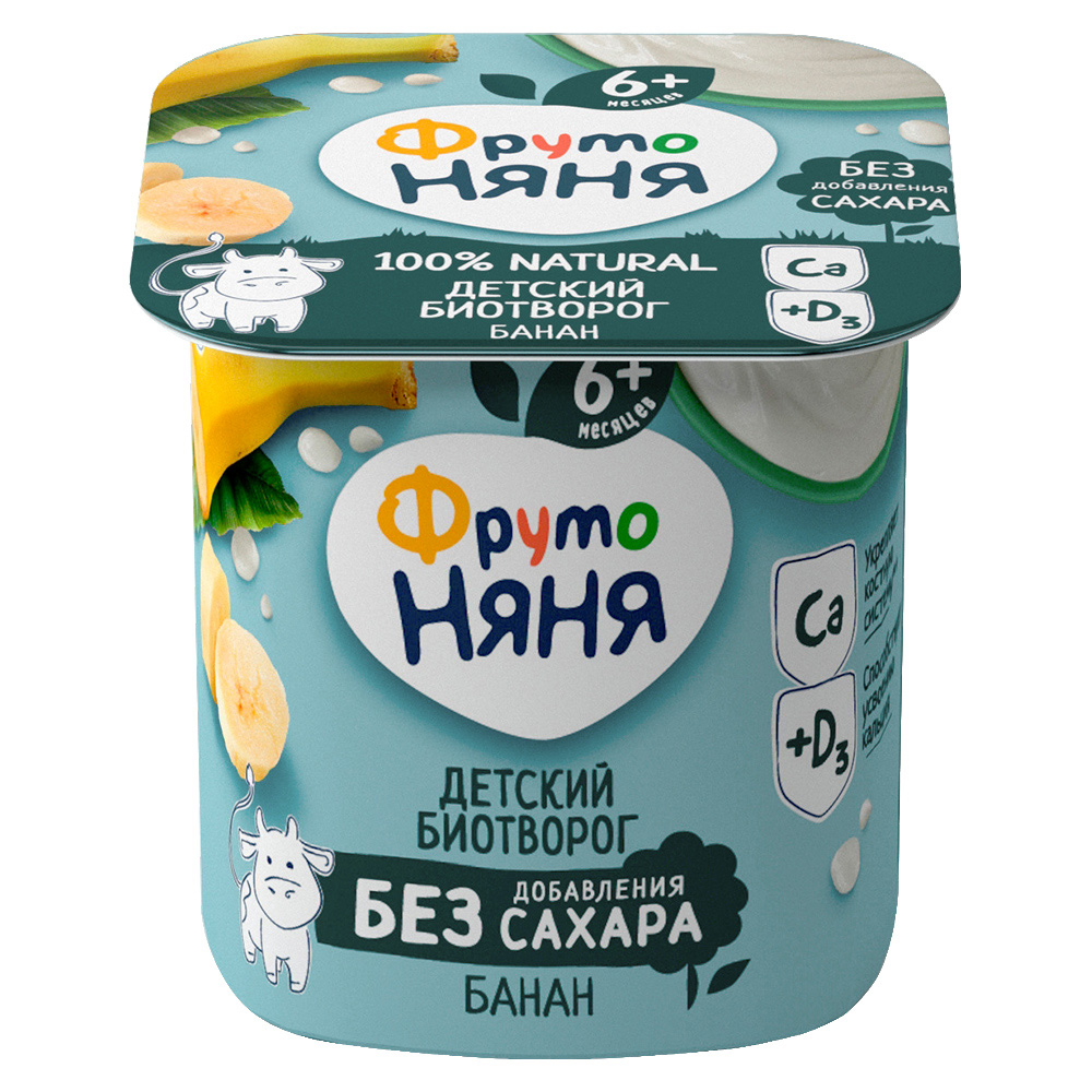 Биотворог ФрутоНяня с яблоком и бананом для детей с 6 месяцев 4,2%, 100г
