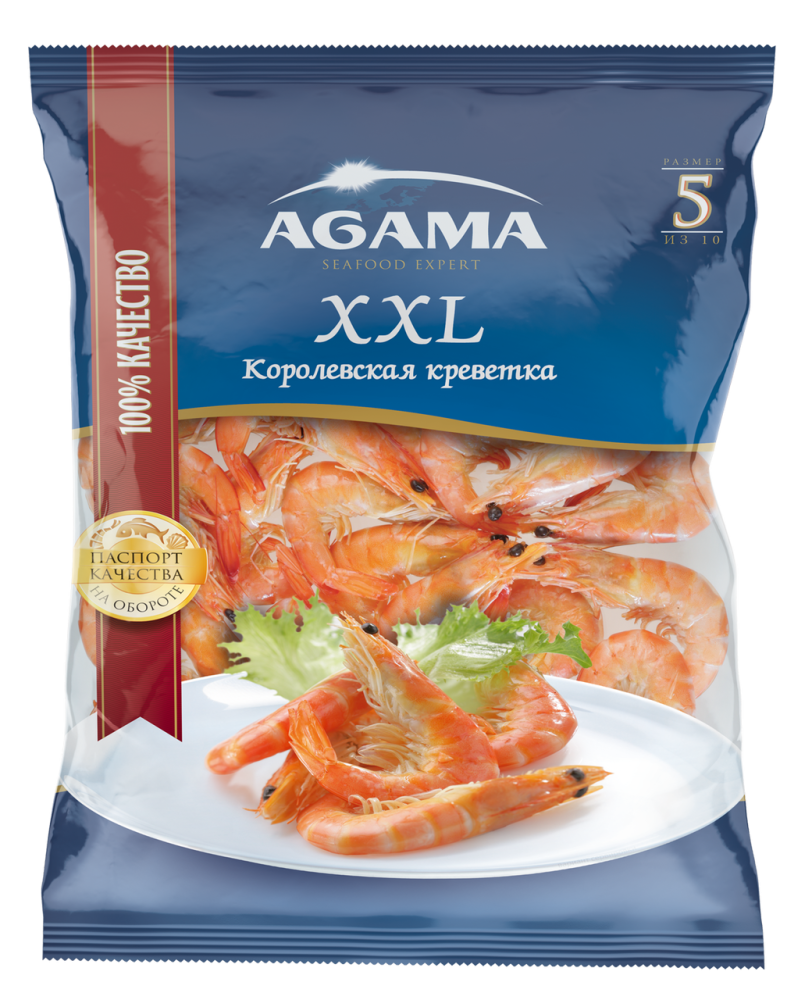 Креветки Королевские №5 Agama XXL варено-мороженые 700г