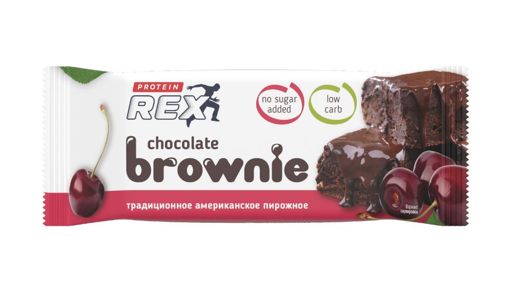 Батончик ProteinRex брауни вишневое без сахара, 50г