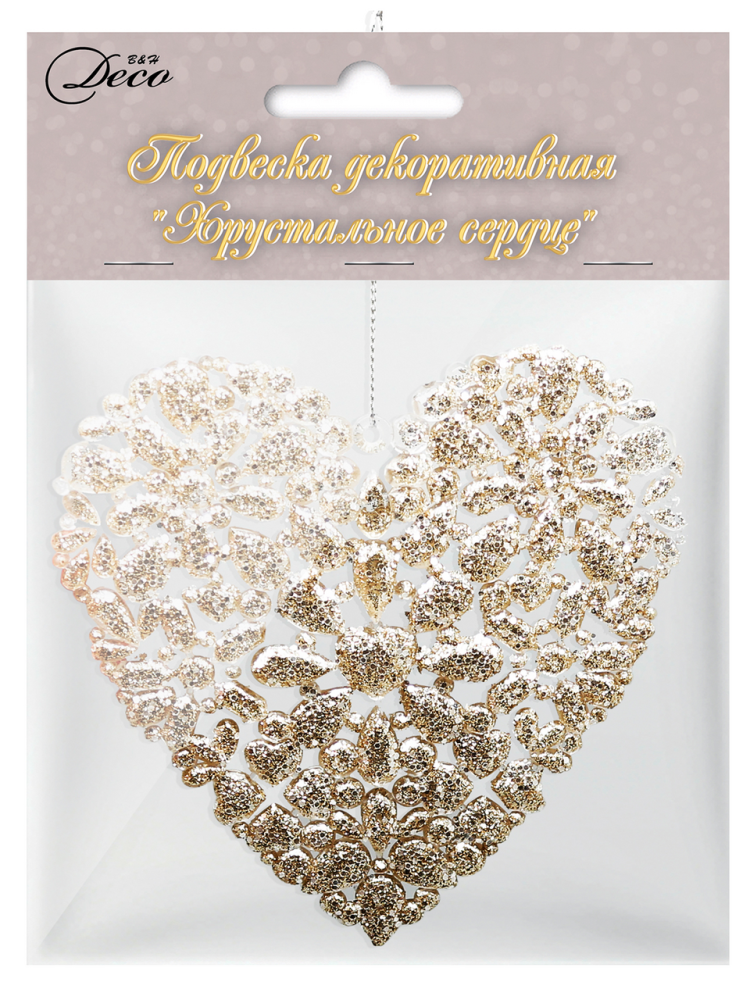 Подвеска B&H Хрустальное сердце золото