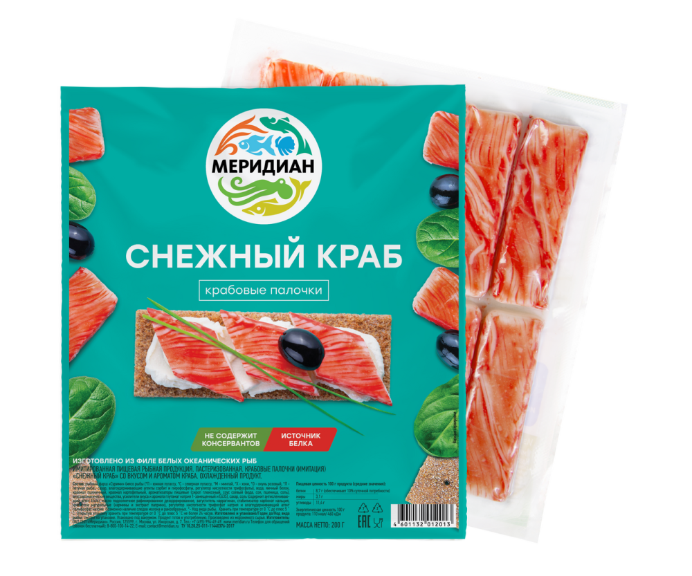 Крабовые палочки Меридиан Снежный краб охлажденные 200г