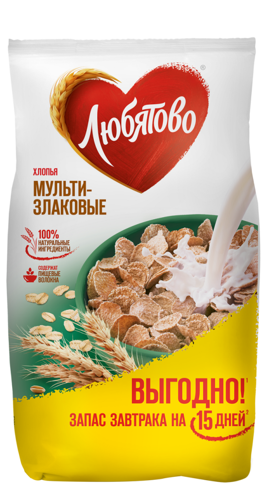 Хлопья Любятово мультизлаковые, 450г