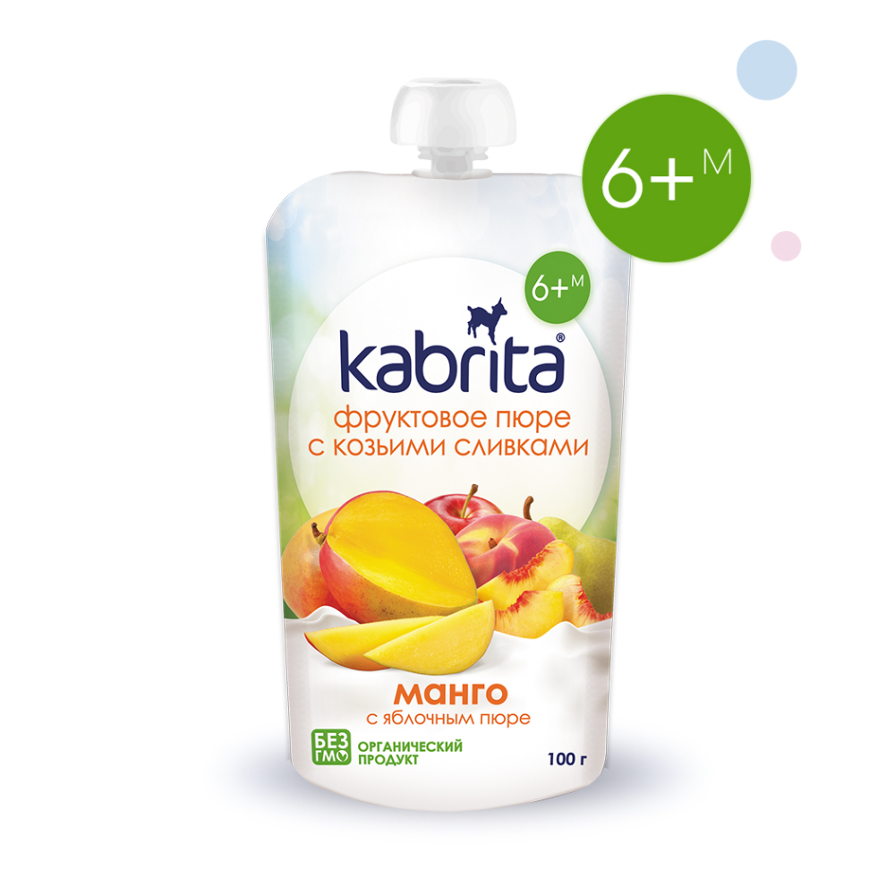 Пюре Kabrita с яблоком манго и козьими сливками без сахара с 6 месяцев 100 г