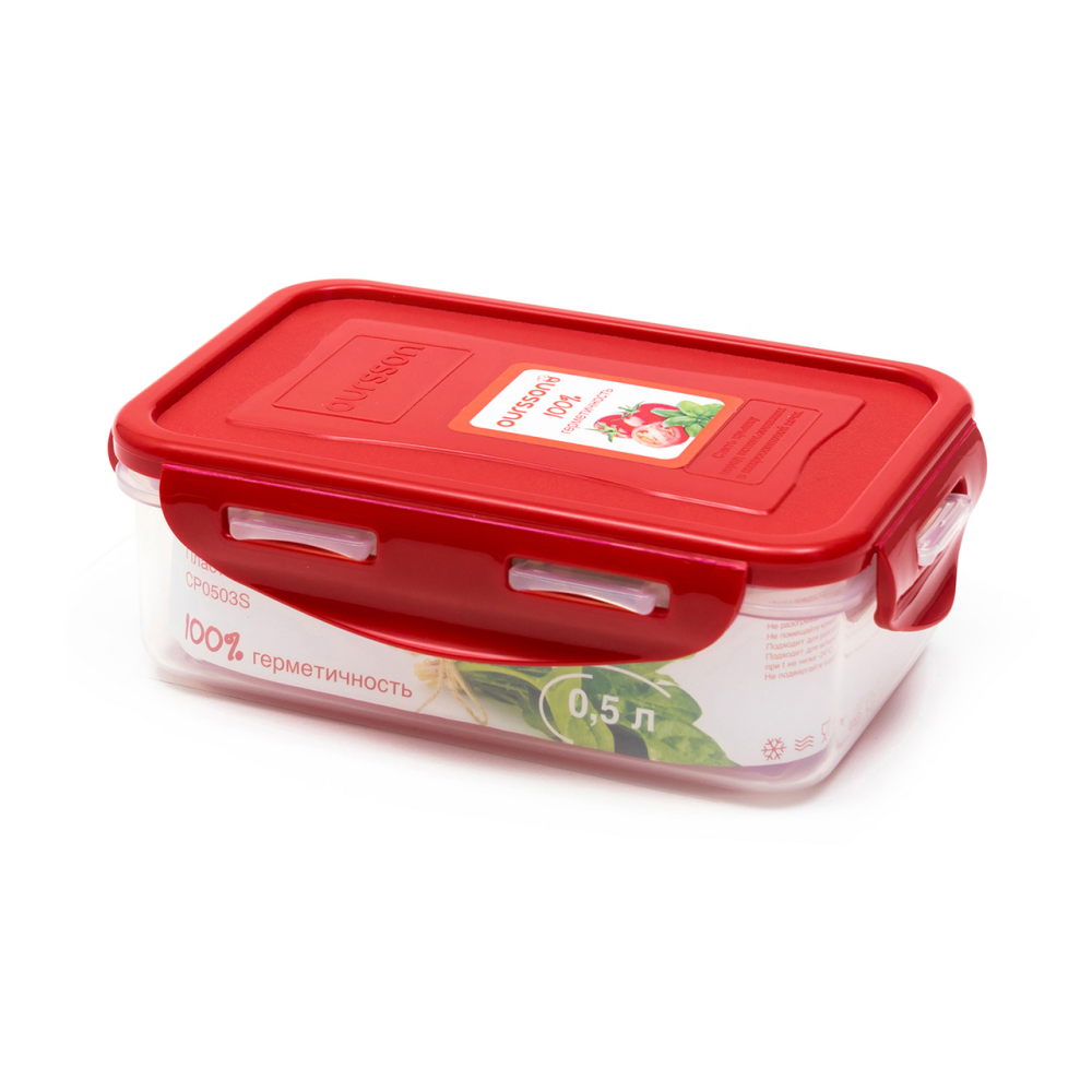 Контейнер Oursson Germetic Clip CP0503S/RD 500 мл прозрачный-красный