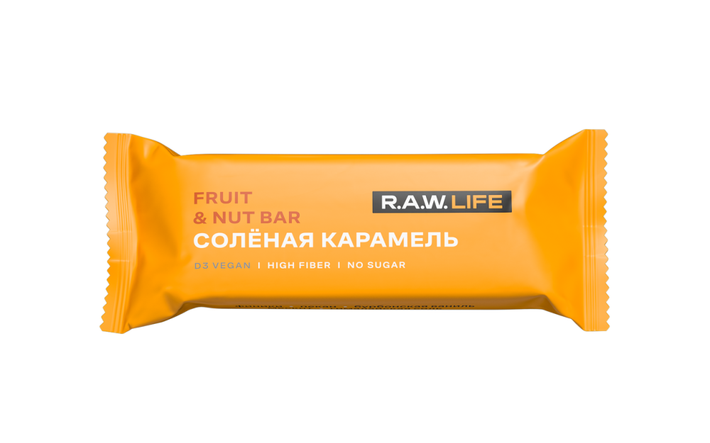 Батончик R.A.W. LIFE oрехово-фруктовый Соленая карамель, 47г
