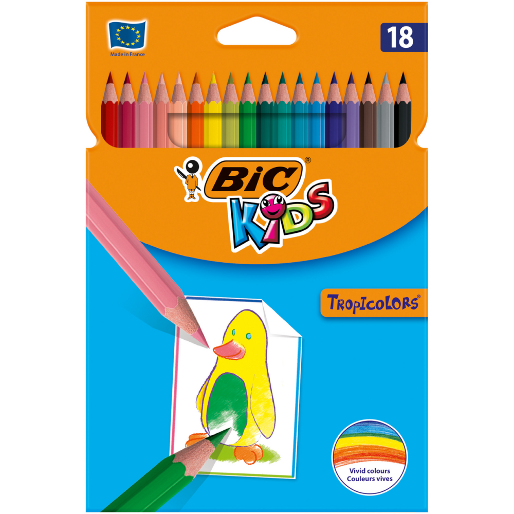 Карандаши BIC Kids Tropicolors цветные, 18шт