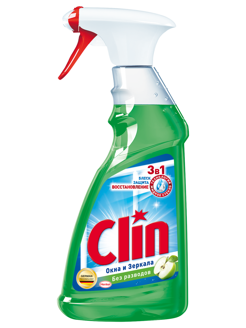 Средство для мытья окон и зеркал Clin Яблоко 500 мл