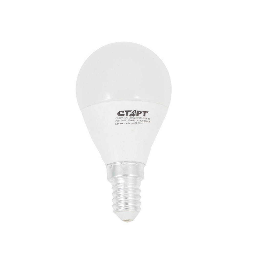 Лампа светодиодная Старт Eco Led shpere E14 7W свет теплый