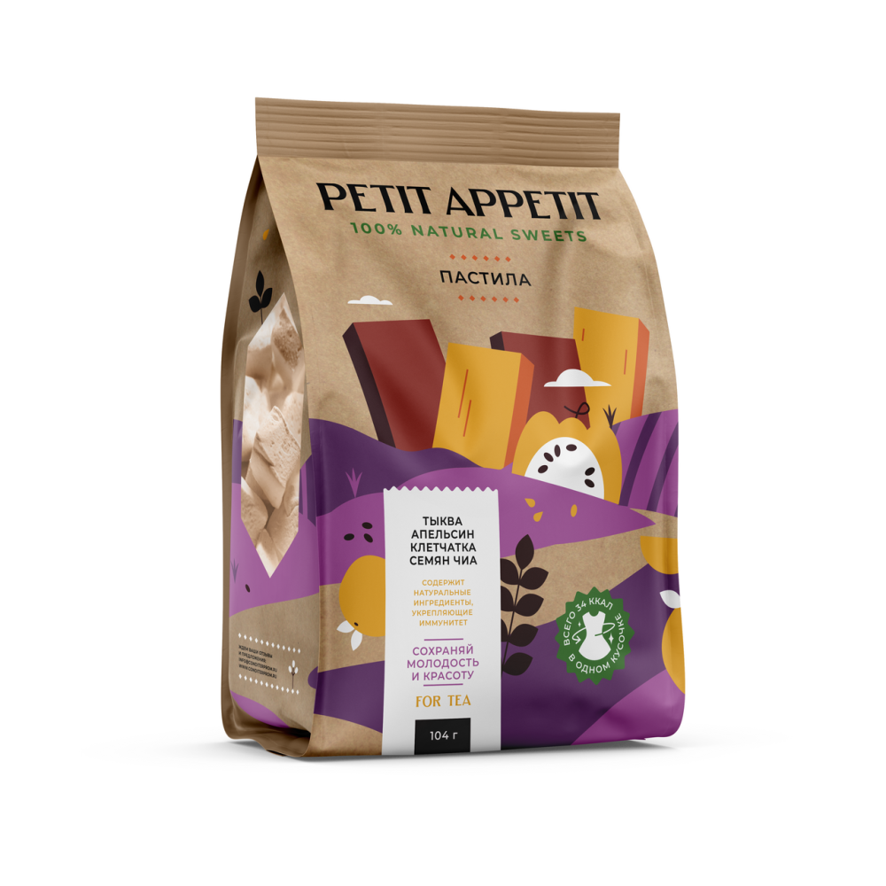 Пастила Petit Appetit тыква, апельсин и клетчатка семян чиа, 104г