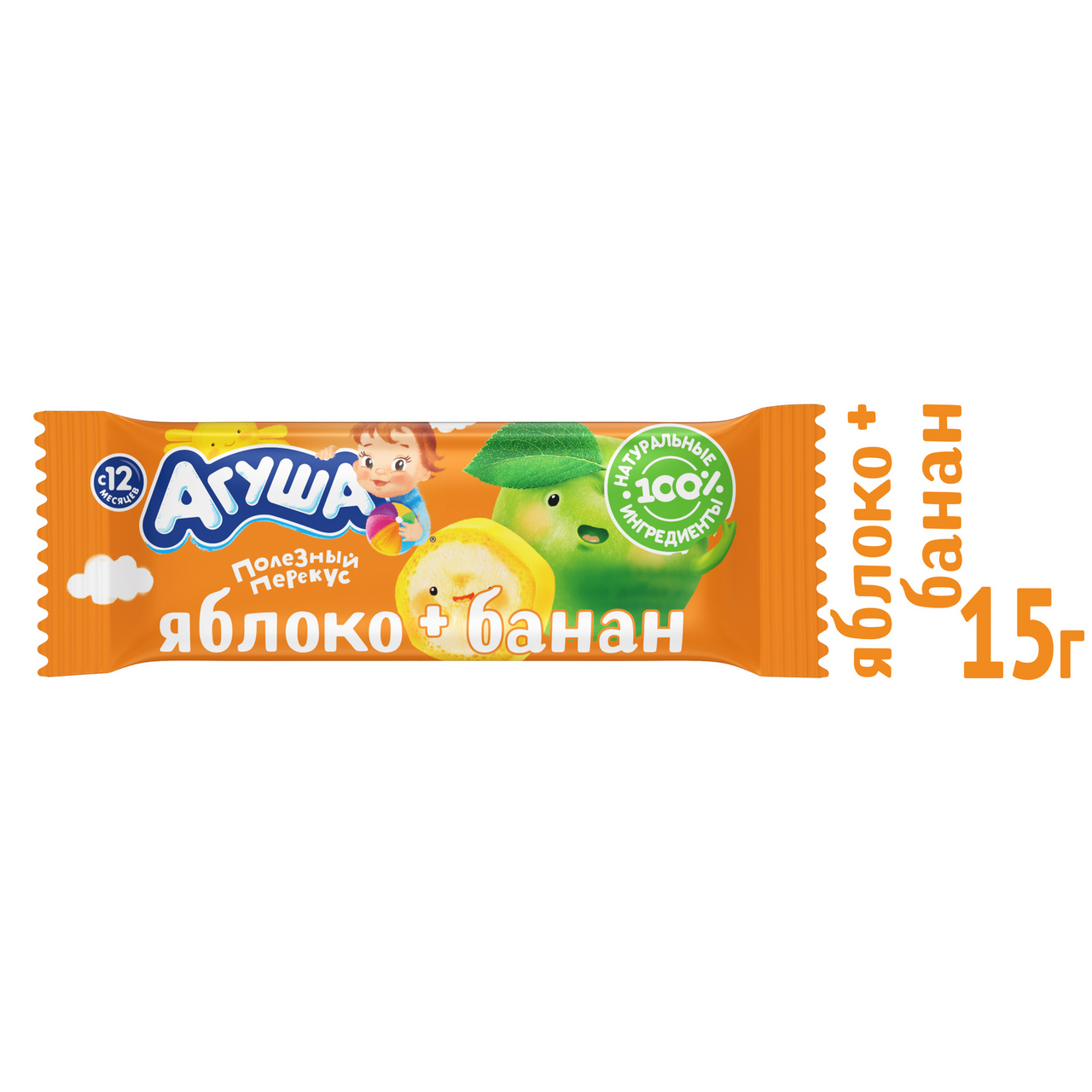 Батончик Агуша яблоко-банан с 12 месяцев 15 г