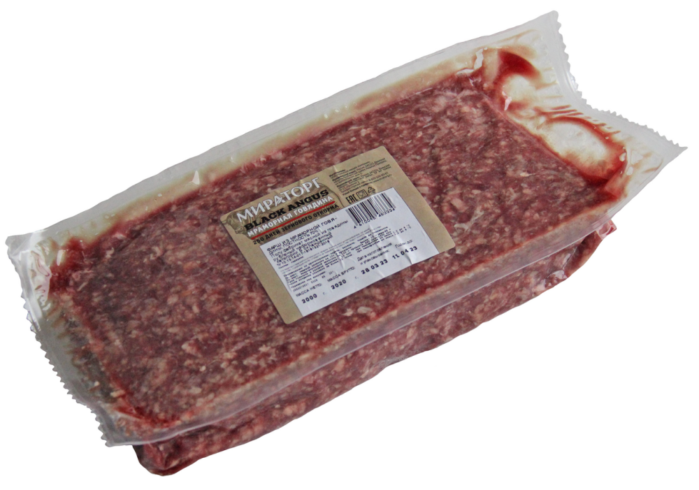 Фарш Мираторг говяжий плотность охлажденный 70%, 2кг