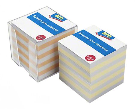 Бумага ARO для записи цветная в пластике,  9*9*9см