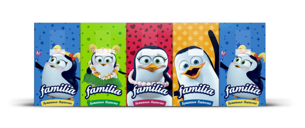Бумажные платочки 3-слойные Familia 10 штук