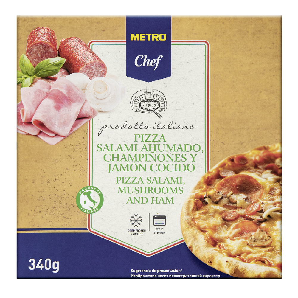 METRO Chef Пицца Салями, ветчина и грибы замороженная 27см, 340г
