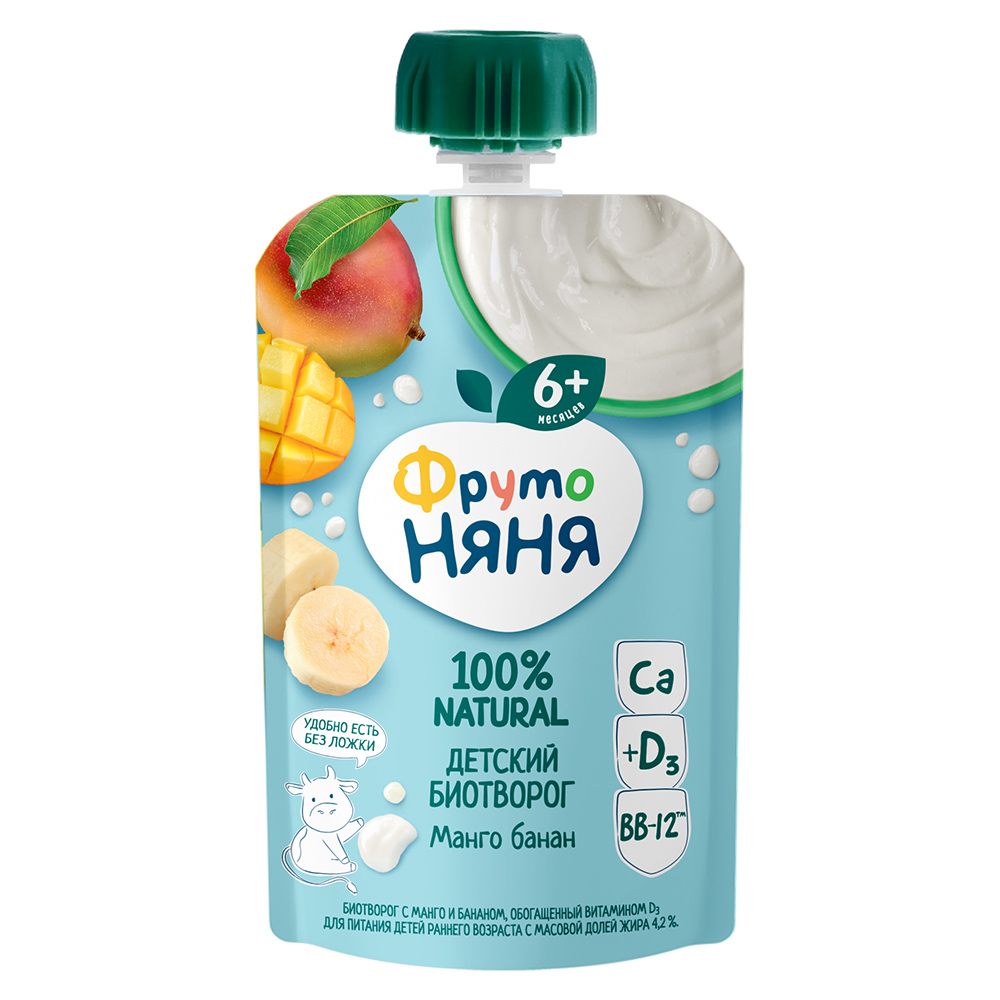Биотворог ФрутоНяня с манго бананом с сахаром с 6 месяцев 4.2% 90 г