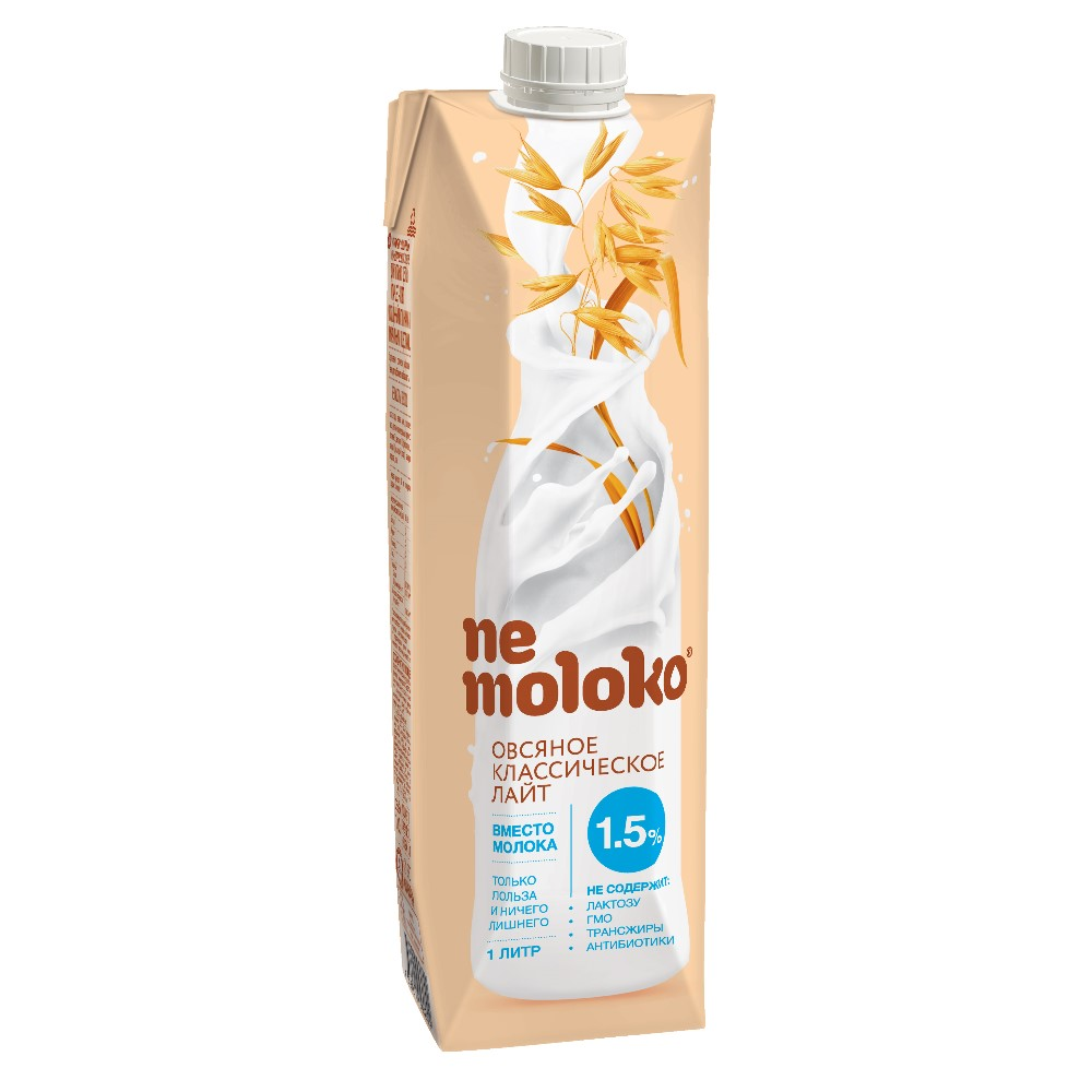 Напиток Nemoloko овсяный классический лайт 1,5%, 1л