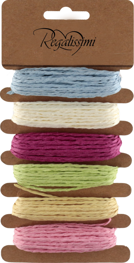 Набор из 6-х упаковочных лент Regalissimi крученая рафия, 2мм х 5м