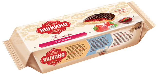 Печенье Яшкино Клубника сдобное, 137г