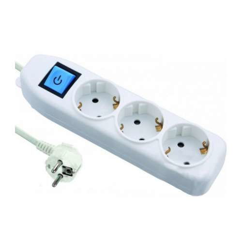 Удлинитель Electraline 3 розетки с выключателем цвет белый 3х1 1,5 м