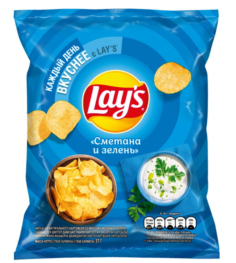 Чипсы Lay's Сметана и зелень, 37г