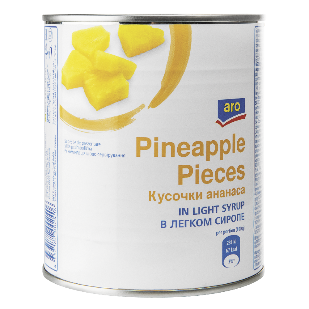 Ананасы ARO кусочки в сиропе, 820г