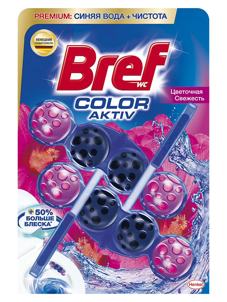 Средство чистящее для унитаза Bref Color Aktiv Цветочная свежесть 50 г (2 штуки)